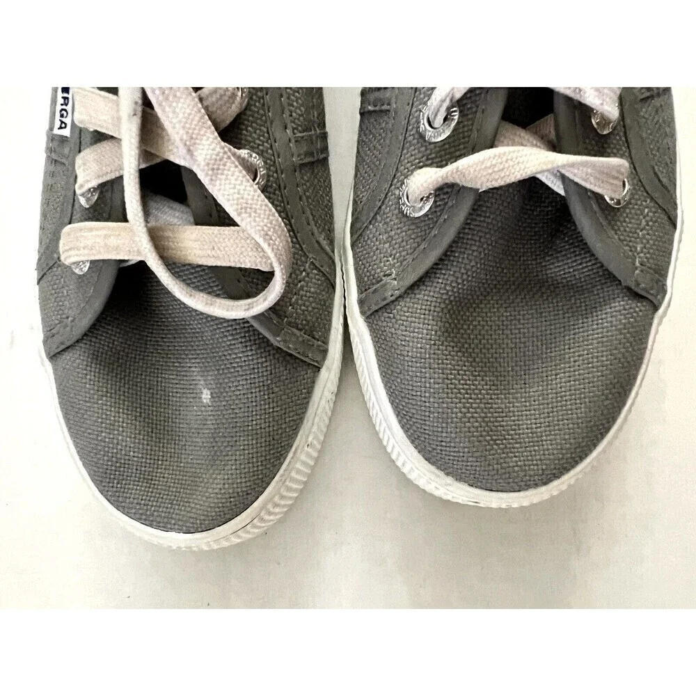 Superga Womens Size 37.5 Gray Canvas Platform Chunky Lace Up Sneakers Shoes US 7